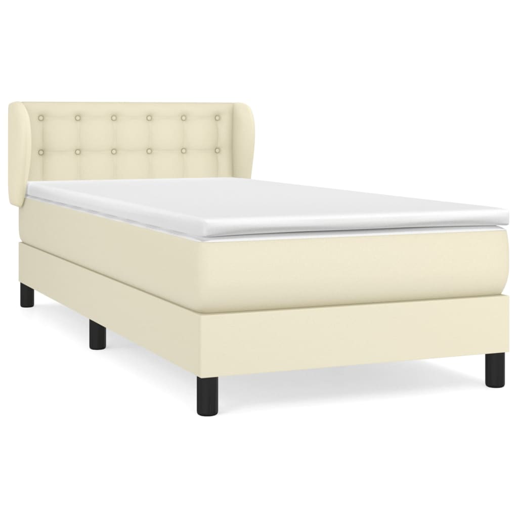 Boxspringbett mit Matratze Creme 100x200 cm Kunstleder