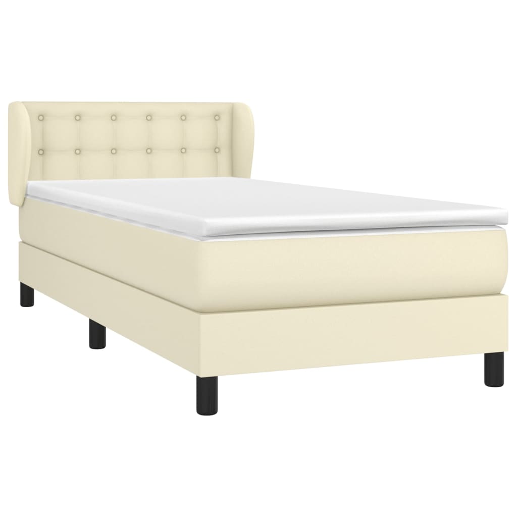 Boxspringbett mit Matratze Creme 100x200 cm Kunstleder