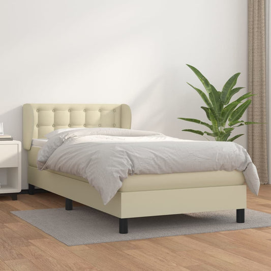 Boxspringbett mit Matratze Creme 100x200 cm Kunstleder