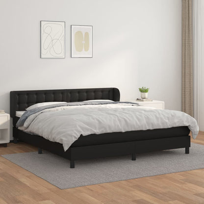 Boxspringbett mit Matratze Schwarz 160x200 cm Kunstleder