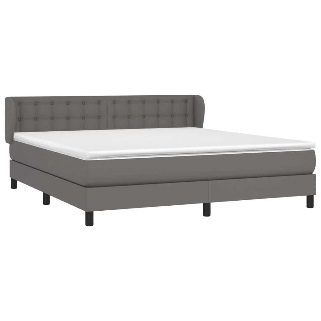 Boxspringbett mit Matratze Grau 160x200 cm Kunstleder