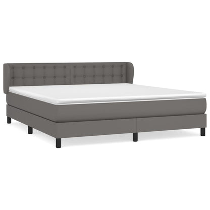 Boxspringbett mit Matratze Grau 180x200 cm Kunstleder