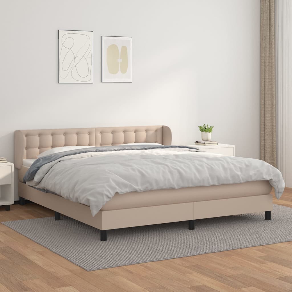 Boxspringbett Matratze Cappuccino-Braun 180x200 cm Kunstleder