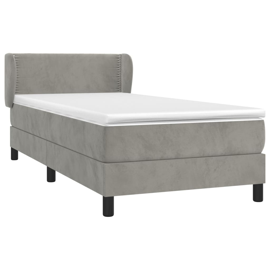 Boxspringbett mit Matratze Hellgrau 90x190 cm Samt