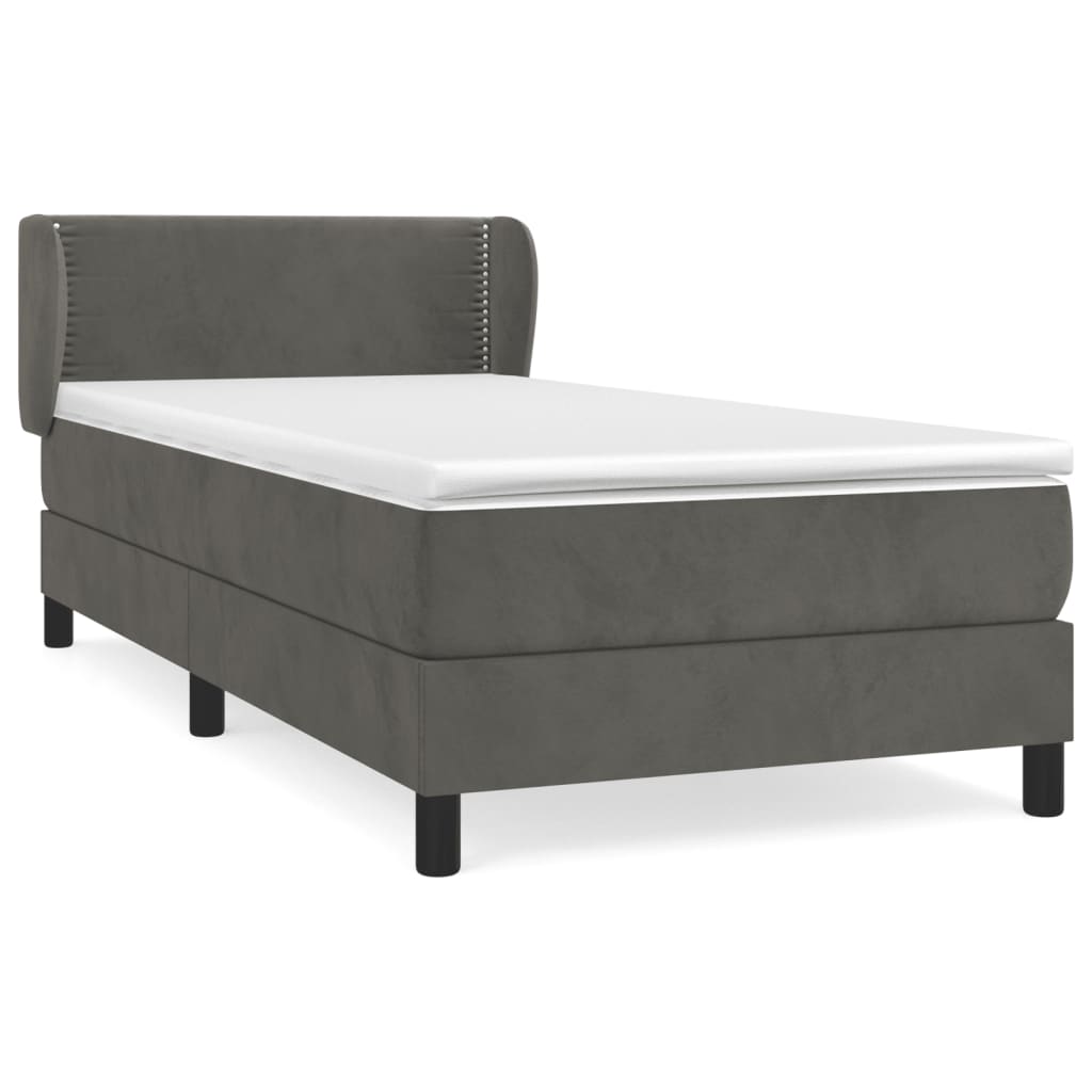 Boxspringbett mit Matratze Dunkelgrau 90x190 cm Samt