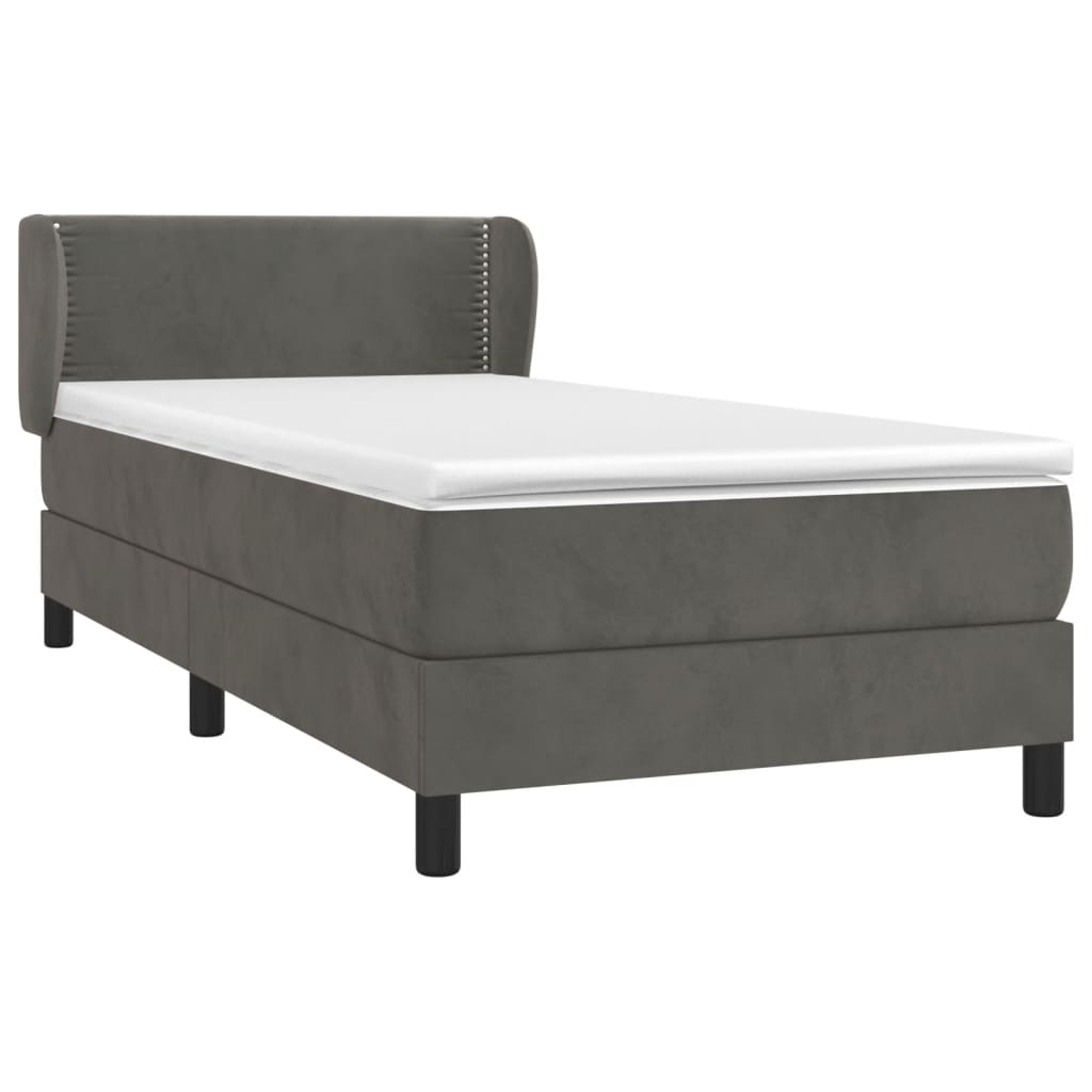 Boxspringbett mit Matratze Dunkelgrau 90x190 cm Samt