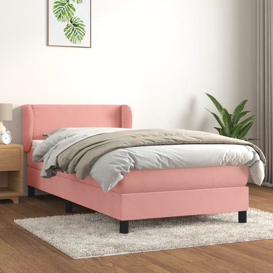 Boxspringbett mit Matratze Rosa 90x190 cm Samt