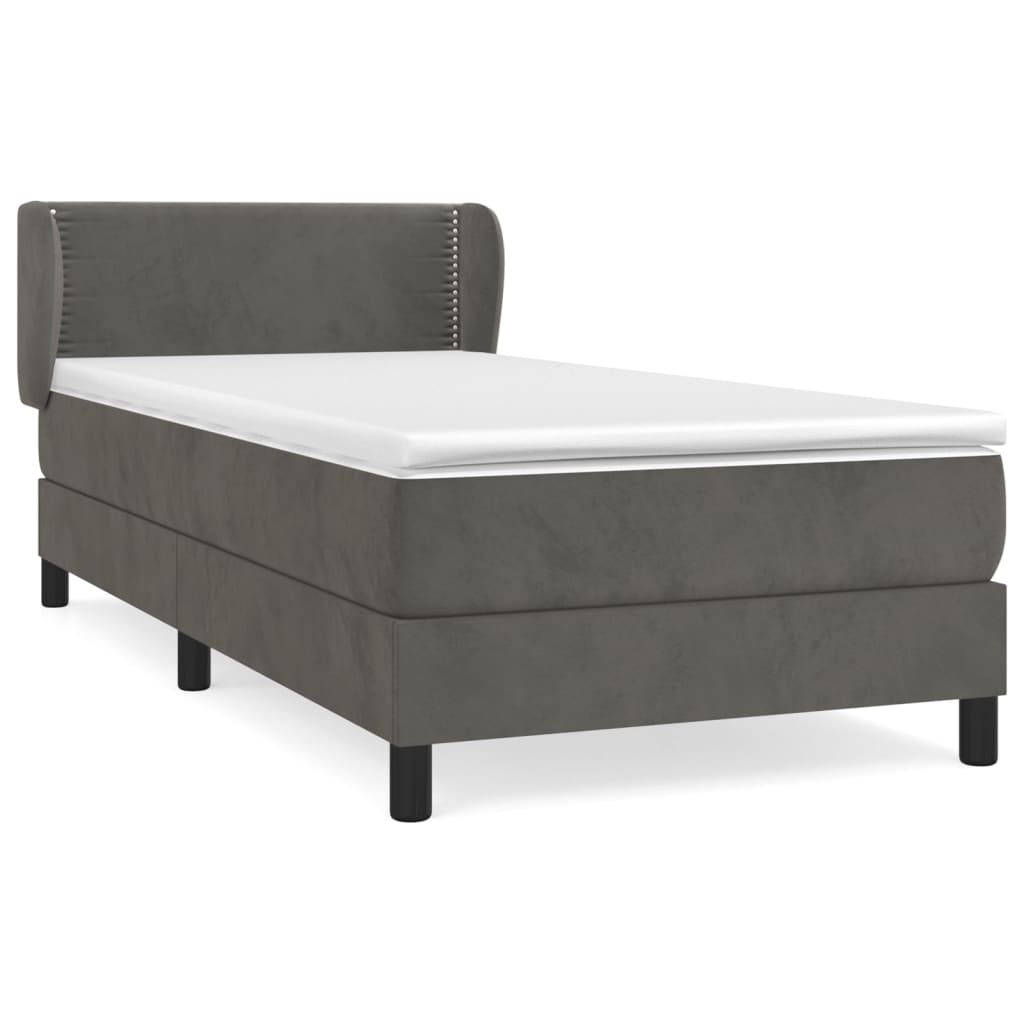 Boxspringbett mit Matratze Dunkelgrau 100x200 cm Samt