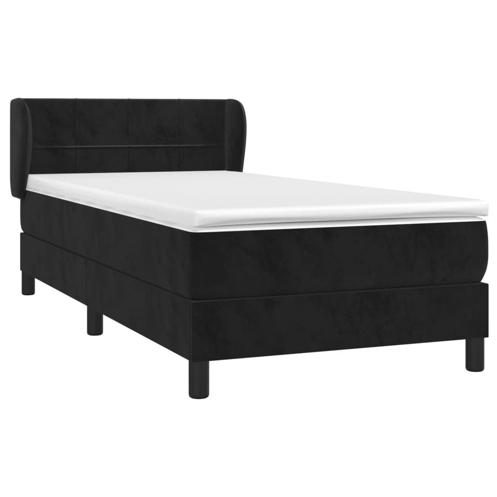 Boxspringbett mit Matratze Schwarz 90x190 cm Samt