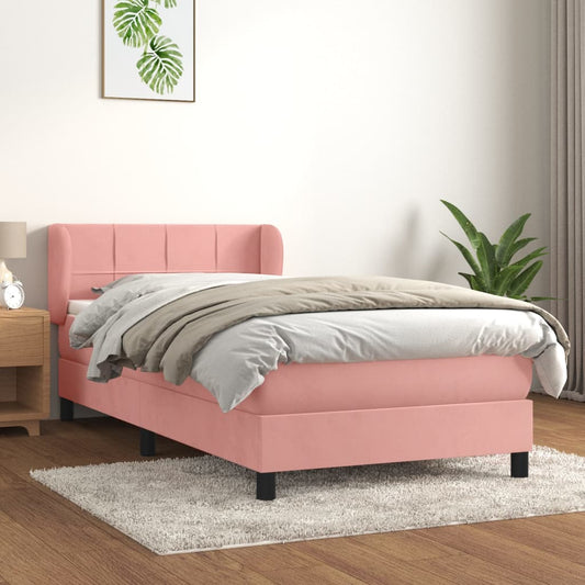 Boxspringbett mit Matratze Rosa 90x190 cm Samt