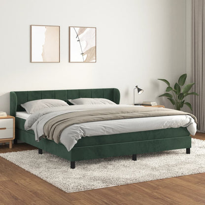 Boxspringbett mit Matratze Dunkelgrün 160x200 cm Samt