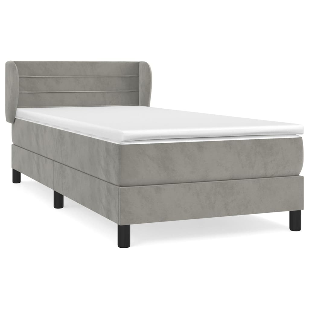 Boxspringbett mit Matratze Hellgrau 90x190 cm Samt