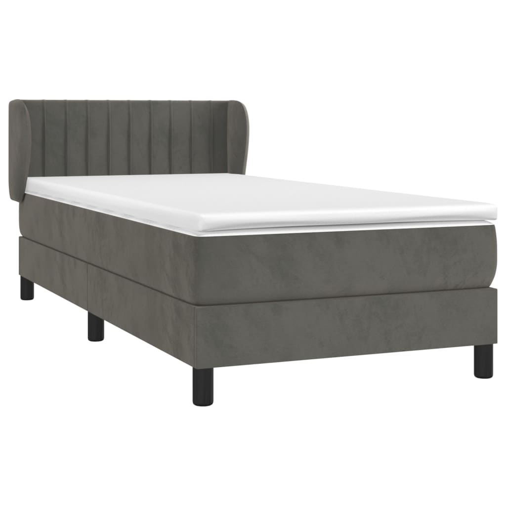 Boxspringbett mit Matratze Dunkelgrau 100x200 cm Samt