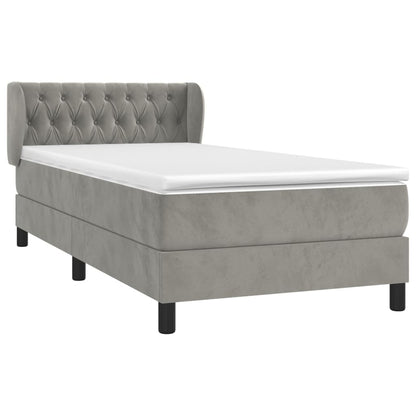 Boxspringbett mit Matratze Hellgrau 90x190 cm Samt