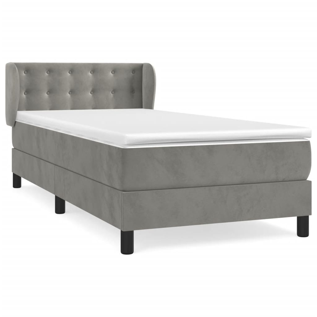 Boxspringbett mit Matratze Hellgrau 90x190 cm Samt