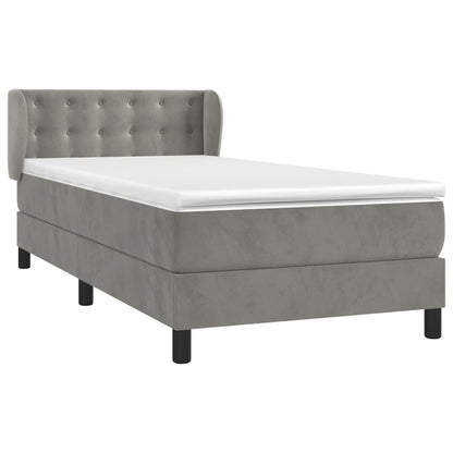 Boxspringbett mit Matratze Hellgrau 90x190 cm Samt