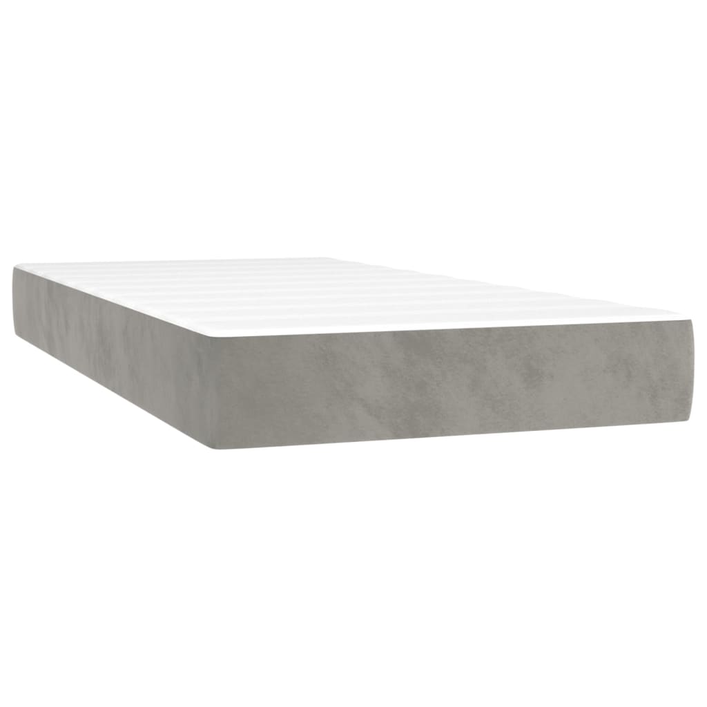 Boxspringbett mit Matratze Hellgrau 90x190 cm Samt