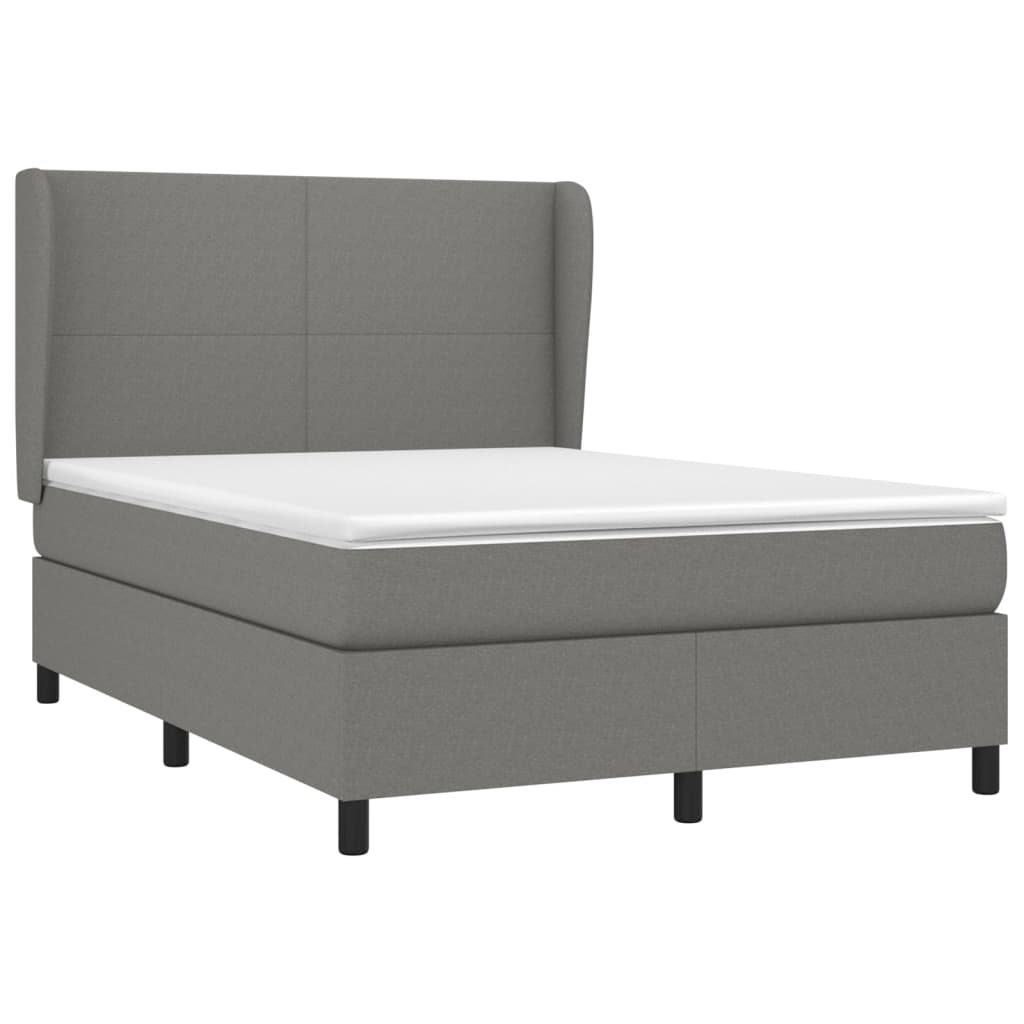 Boxspringbett mit Matratze Dunkelgrau 140x200 cm Stoff