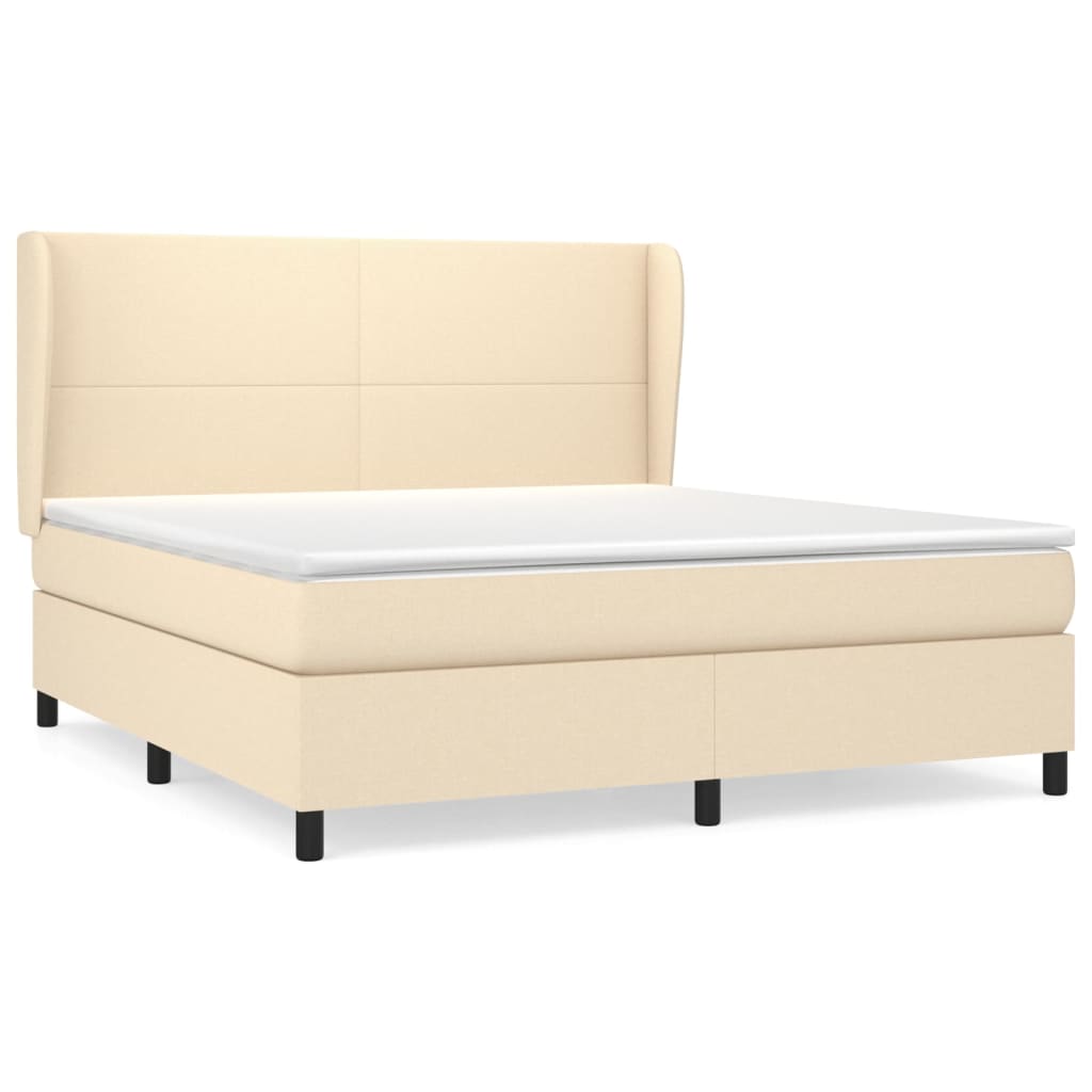 Boxspringbett mit Matratze Creme 160x200 cm Stoff