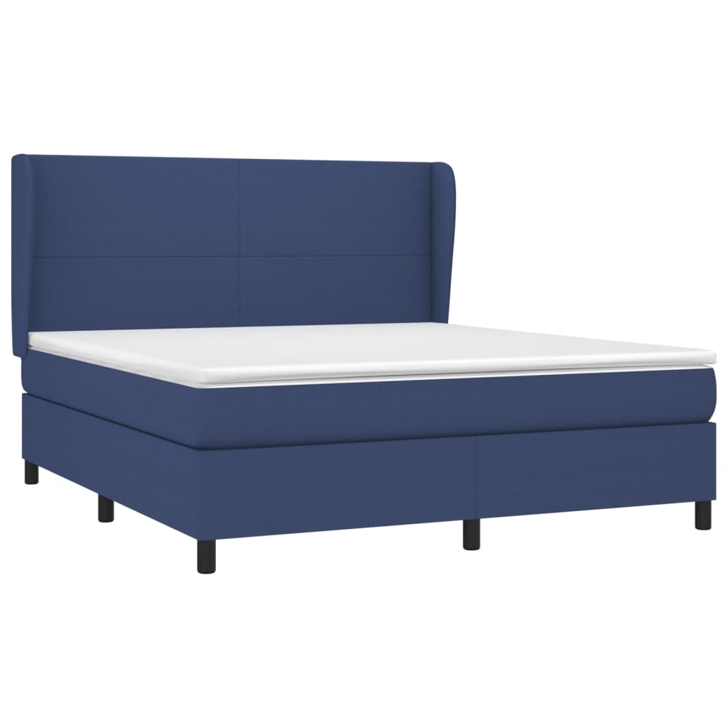 Boxspringbett mit Matratze Blau 160x200 cm Stoff