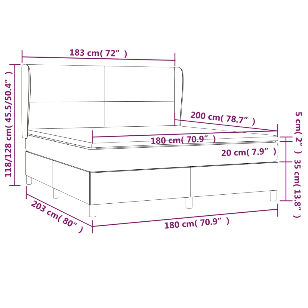 Boxspringbett mit Matratze Taupe 180x200 cm Stoff