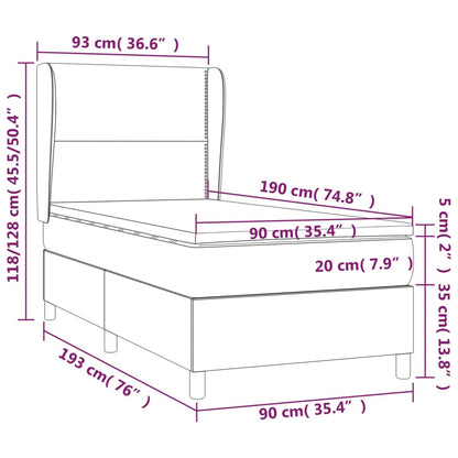 Boxspringbett mit Matratze Hellgrau 90x190 cm Stoff