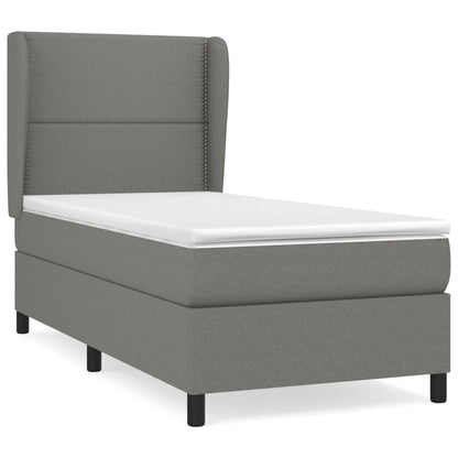 Boxspringbett mit Matratze Dunkelgrau 100x200 cm Stoff