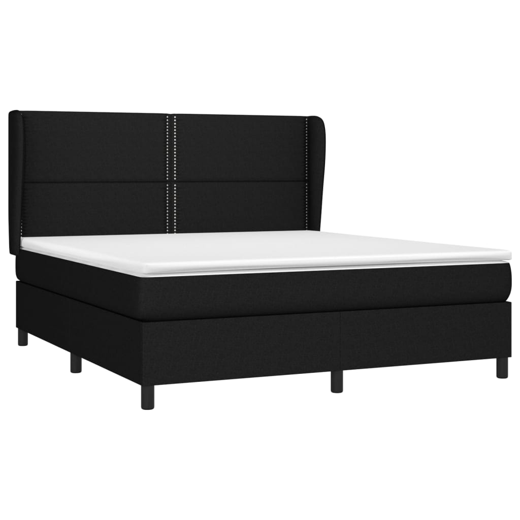 Boxspringbett mit Matratze Schwarz 160x200 cm Stoff