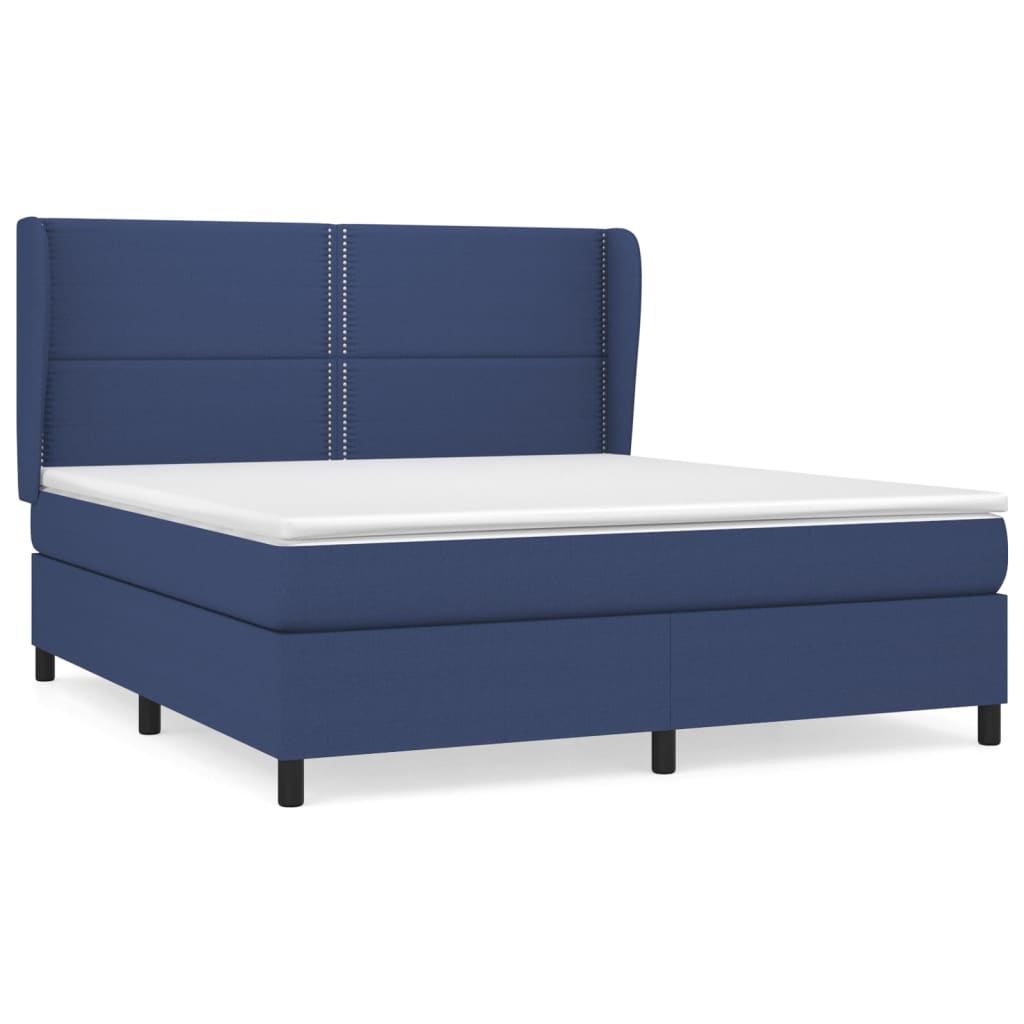 Boxspringbett mit Matratze Blau 160x200 cm Stoff