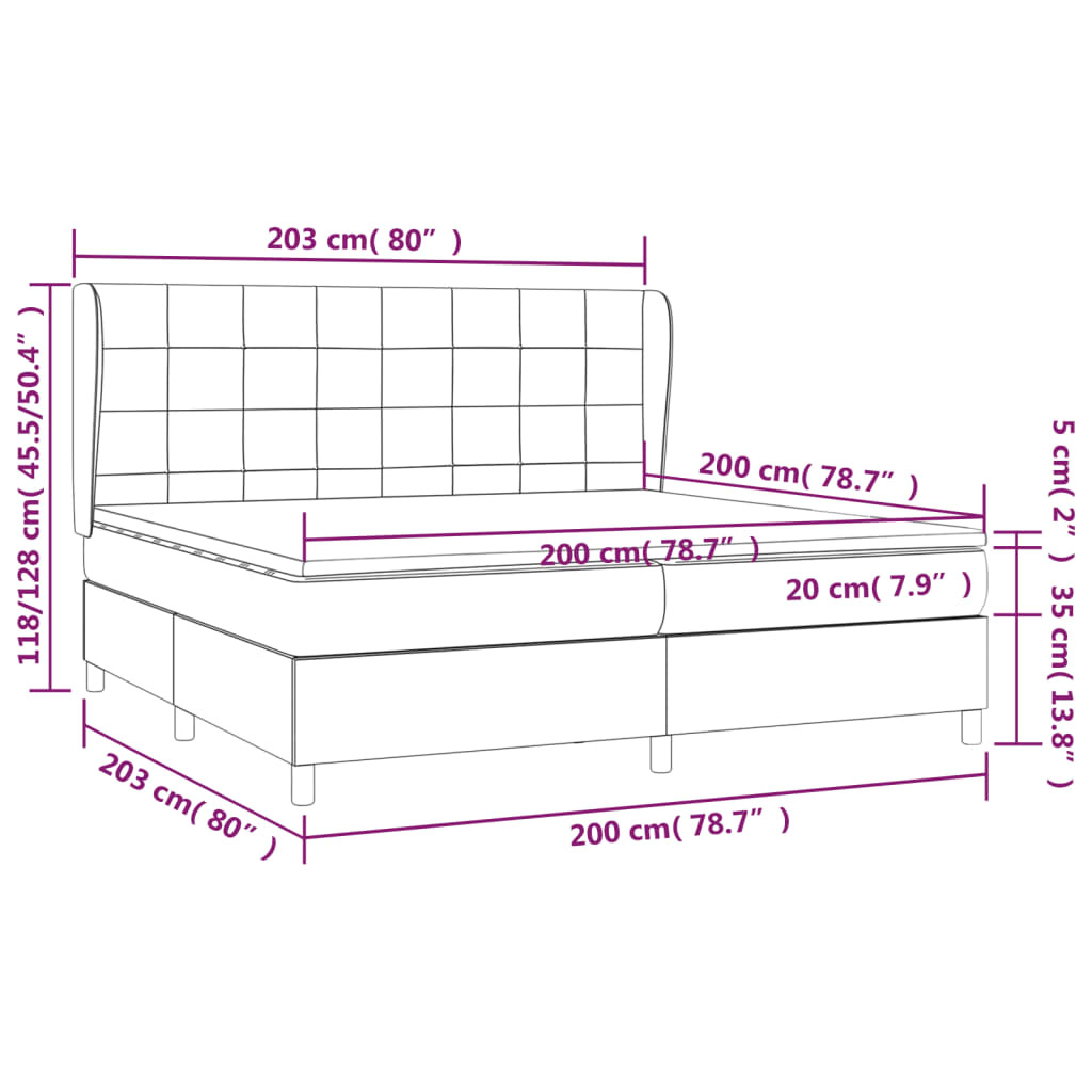 Boxspringbett mit Matratze Dunkelbraun 200x200 cm Stoff