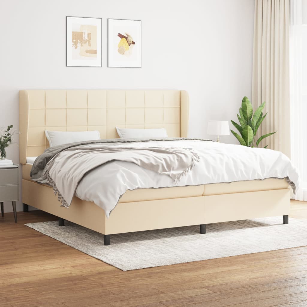 Boxspringbett mit Matratze Creme 200x200 cm Stoff