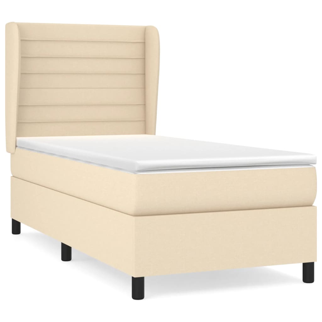 Boxspringbett mit Matratze Creme 100x200 cm Stoff