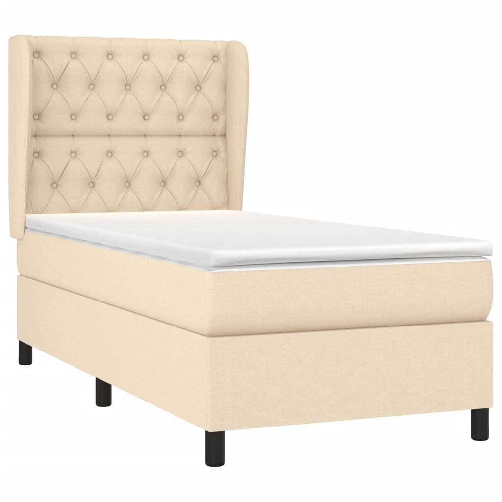 Boxspringbett mit Matratze Creme 80x200 cm Stoff