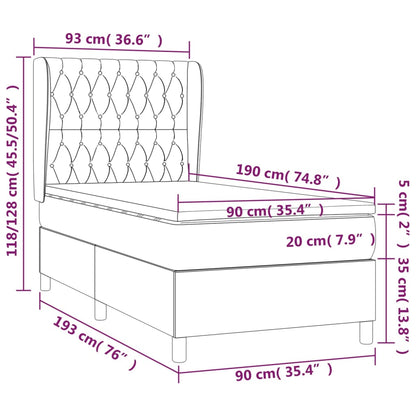 Boxspringbett mit Matratze Hellgrau 90x190 cm Stoff