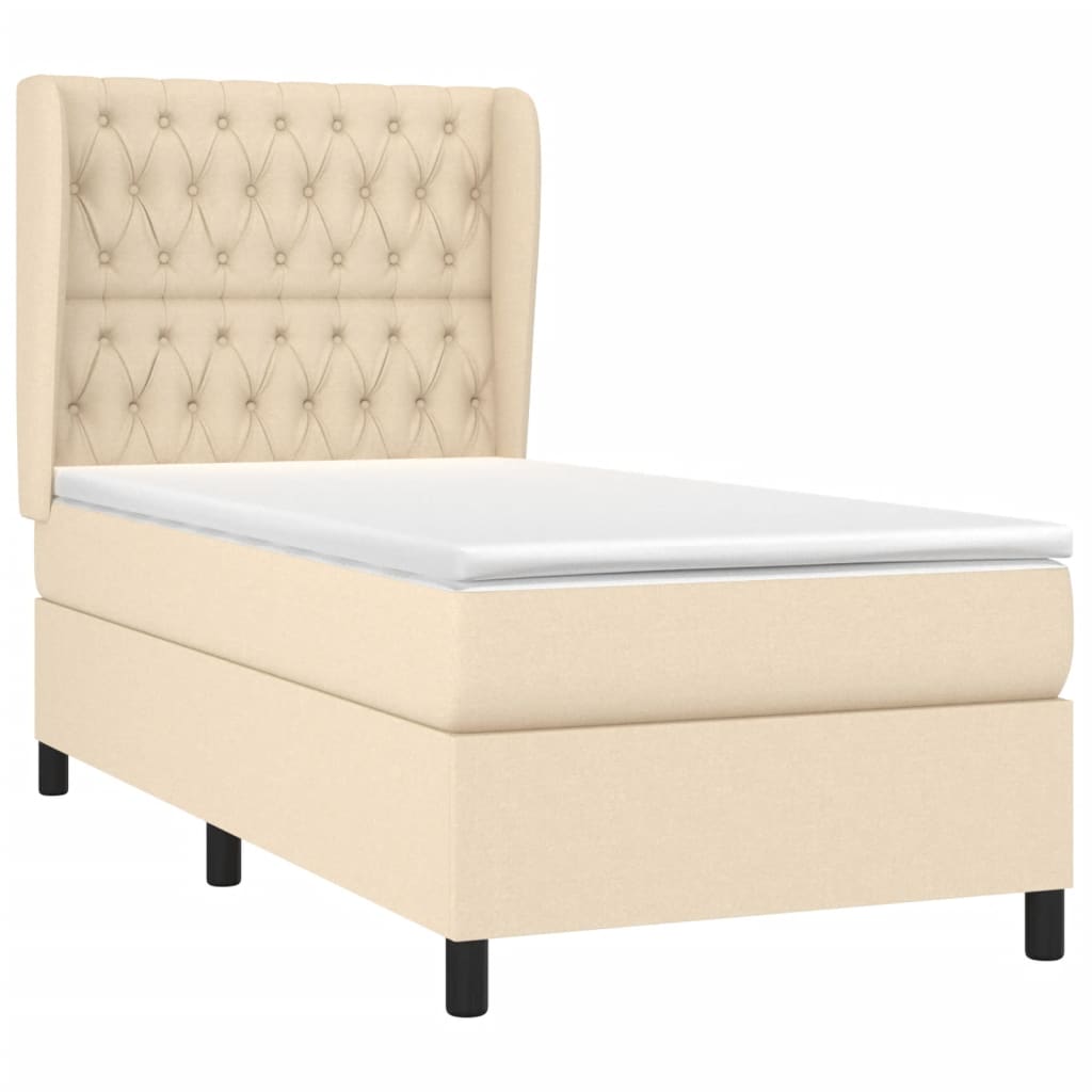 Boxspringbett mit Matratze Creme 90x190 cm Stoff