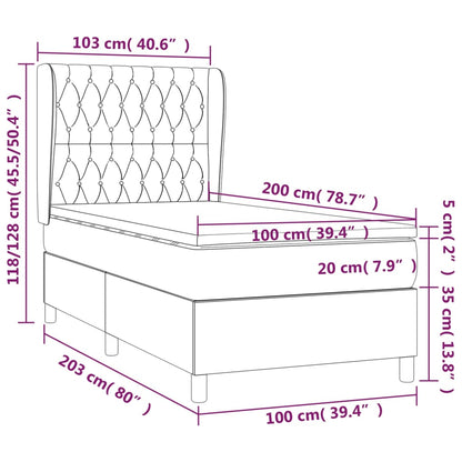 Boxspringbett mit Matratze Creme 100x200 cm Stoff