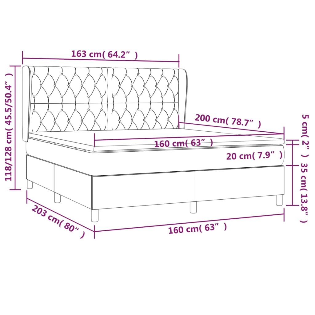 Boxspringbett mit Matratze Taupe 160x200 cm Stoff