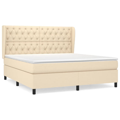 Boxspringbett mit Matratze Creme 160x200 cm Stoff