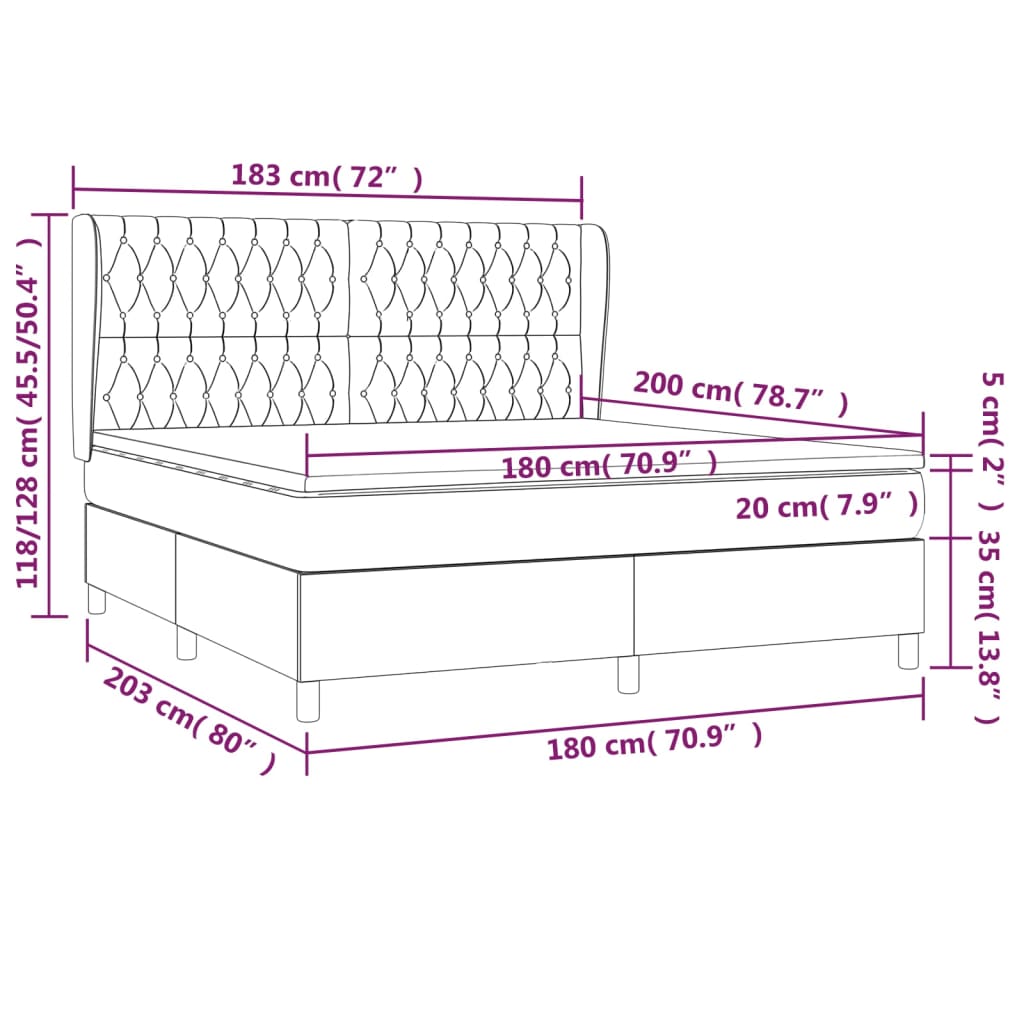 Boxspringbett mit Matratze Taupe 180x200 cm Stoff