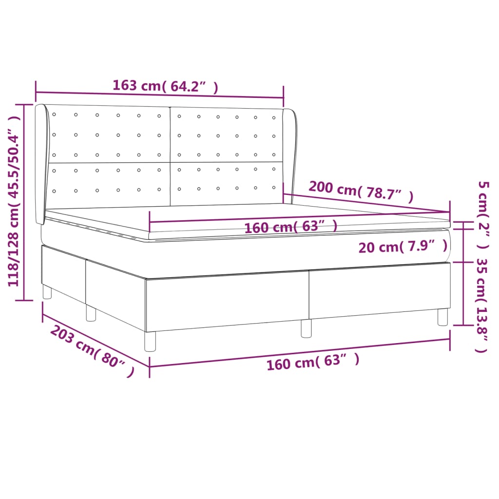 Boxspringbett mit Matratze Dunkelbraun 160x200 cm Stoff