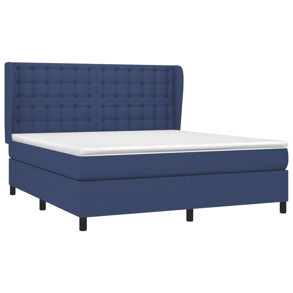 Boxspringbett mit Matratze Blau 160x200 cm Stoff