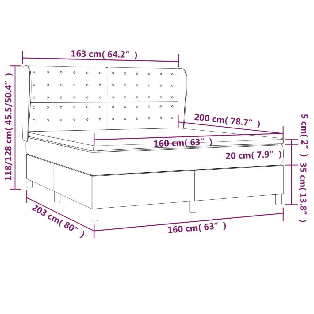 Boxspringbett mit Matratze Blau 160x200 cm Stoff