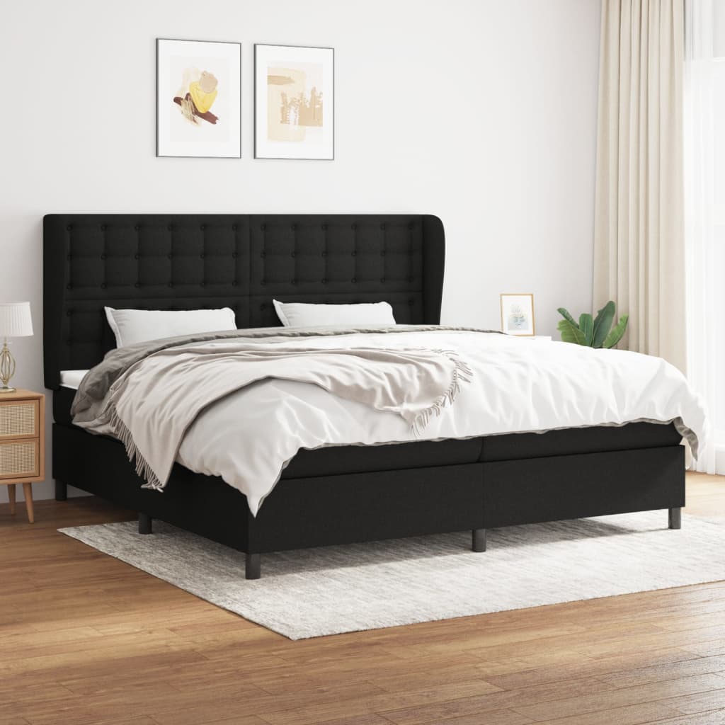 Boxspringbett mit Matratze Schwarz 200x200 cm Stoff