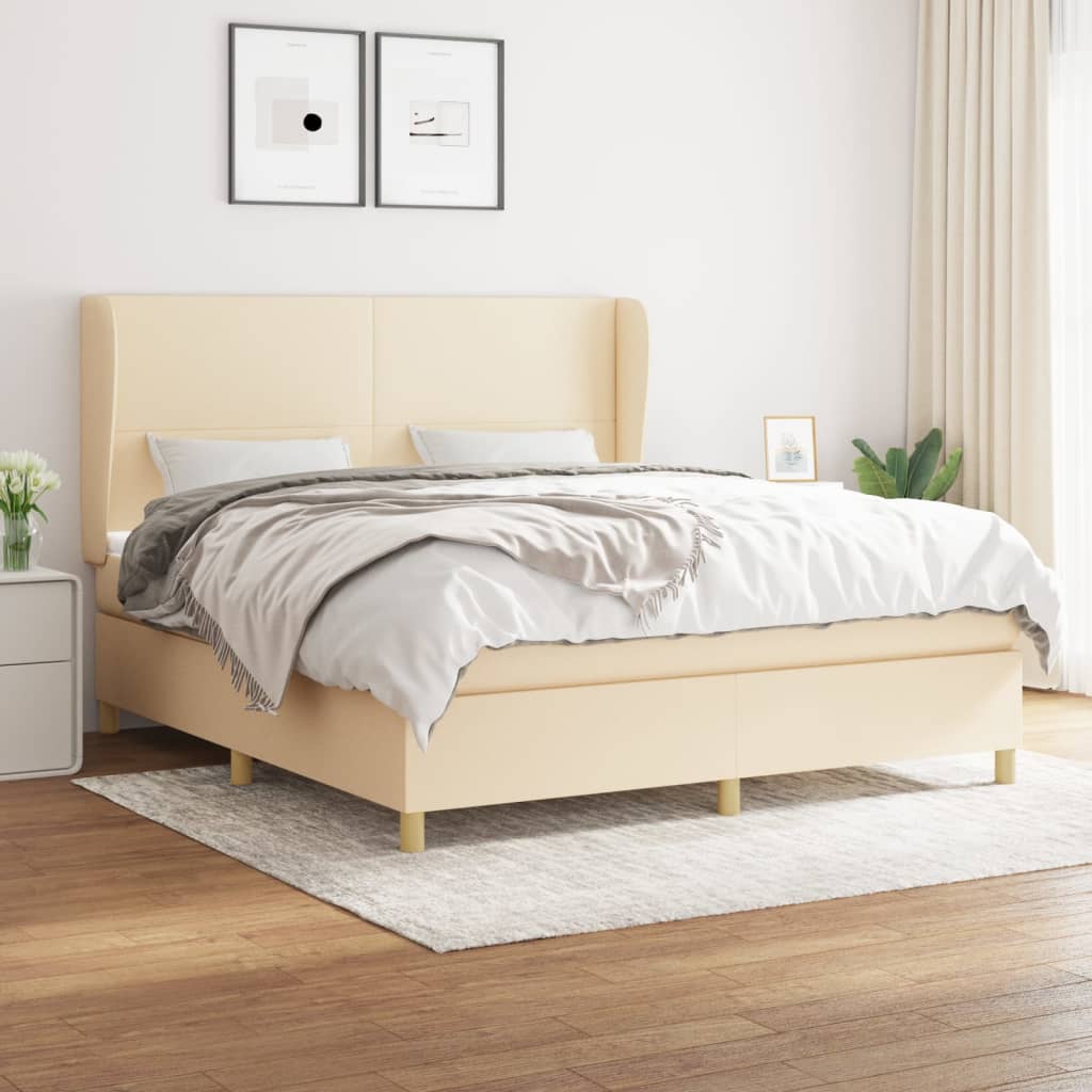 Boxspringbett mit Matratze Creme 160x200 cm Stoff