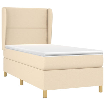 Boxspringbett mit Matratze Creme 90x200 cm Stoff