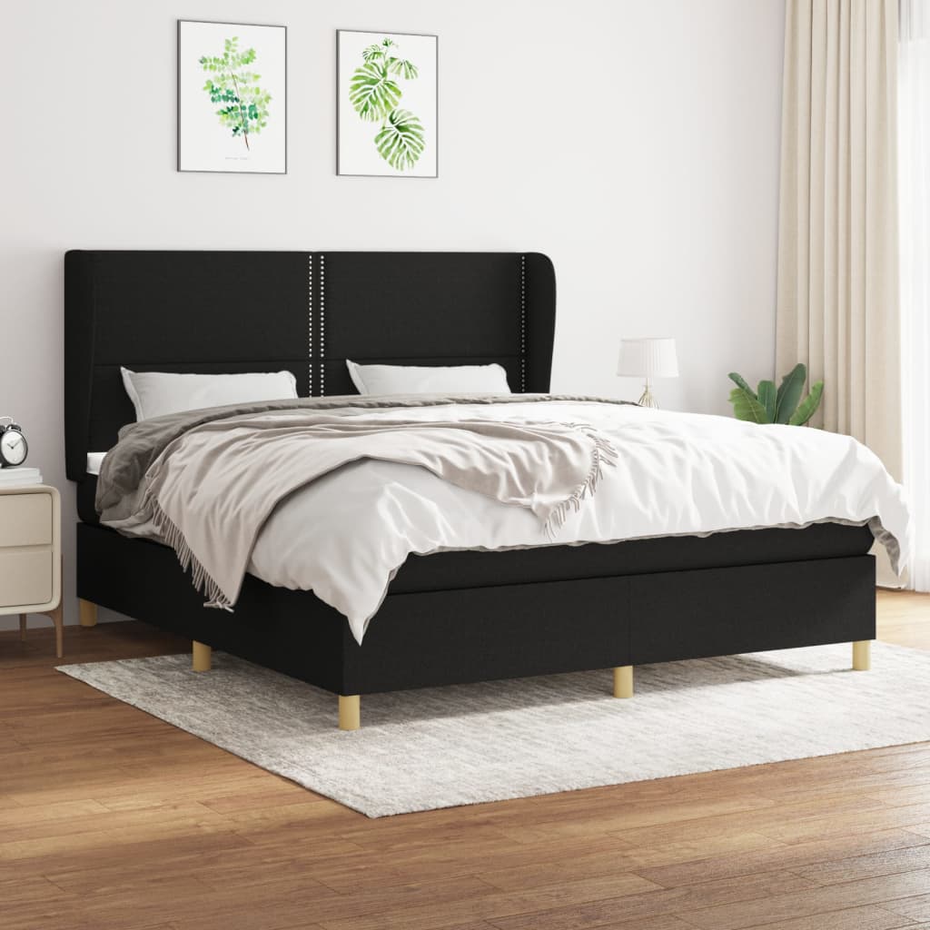 Boxspringbett mit Matratze Schwarz 160x200 cm Stoff