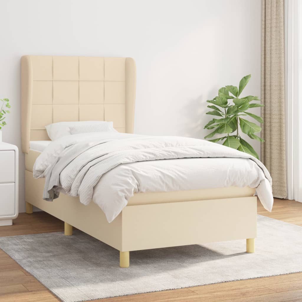 Boxspringbett mit Matratze Creme 80x200 cm Stoff