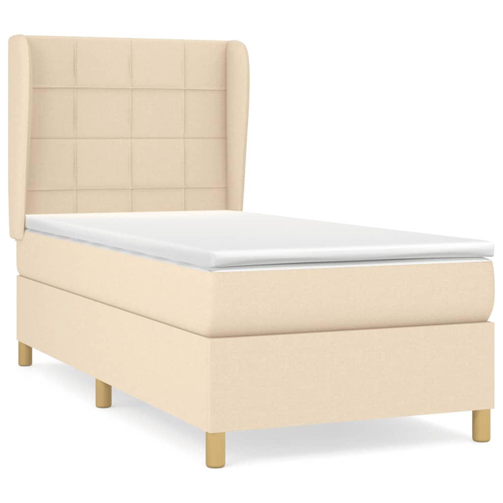 Boxspringbett mit Matratze Creme 90x200 cm Stoff