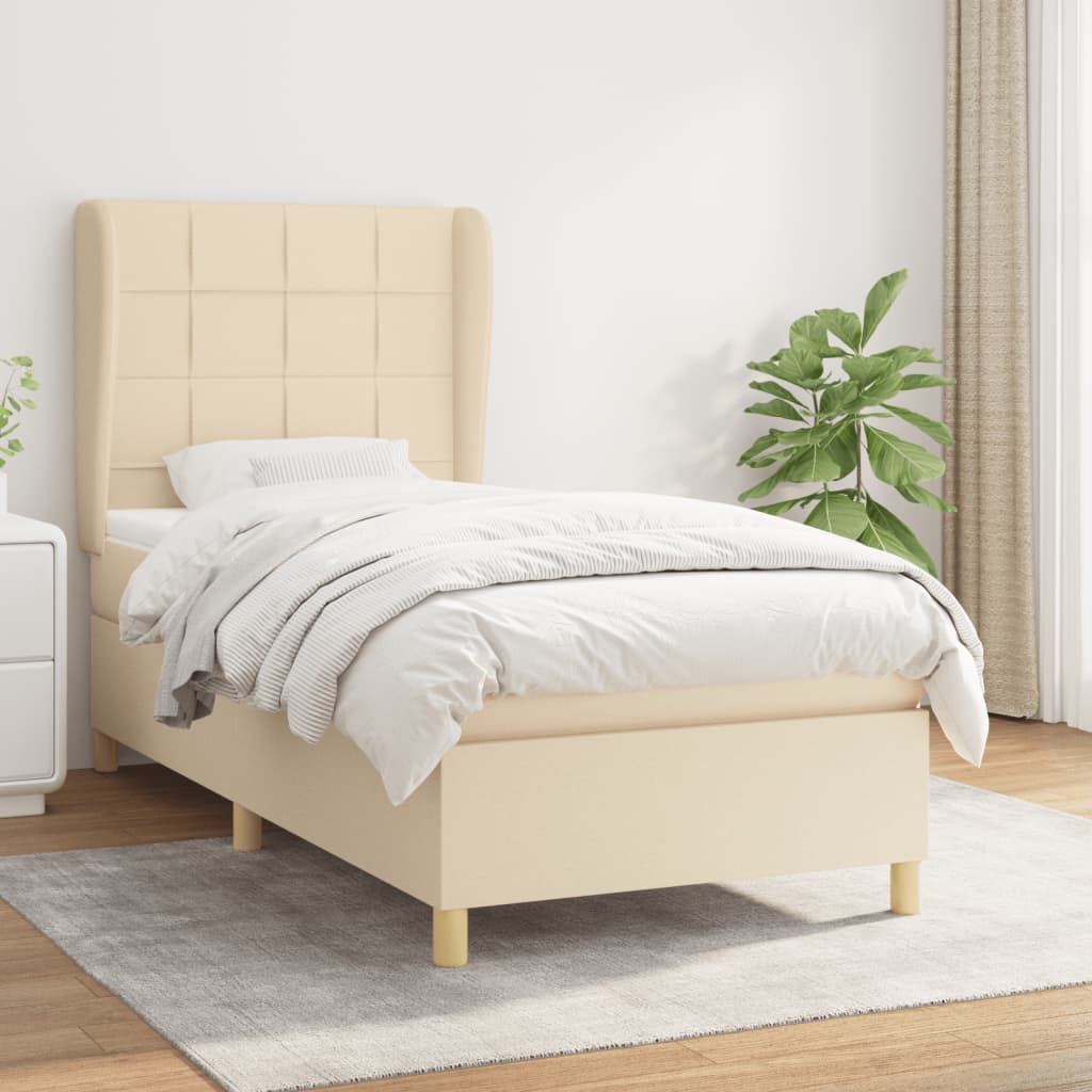 Boxspringbett mit Matratze Creme 90x200 cm Stoff