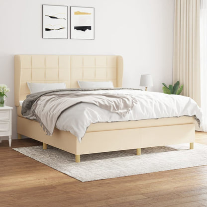 Boxspringbett mit Matratze Creme 160x200 cm Stoff